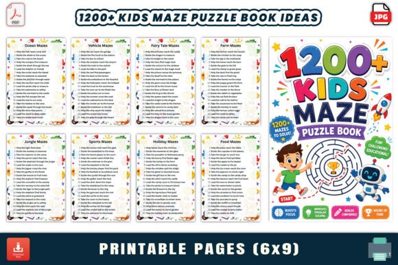 1200 Kids Maze Puzzle Book Ideas