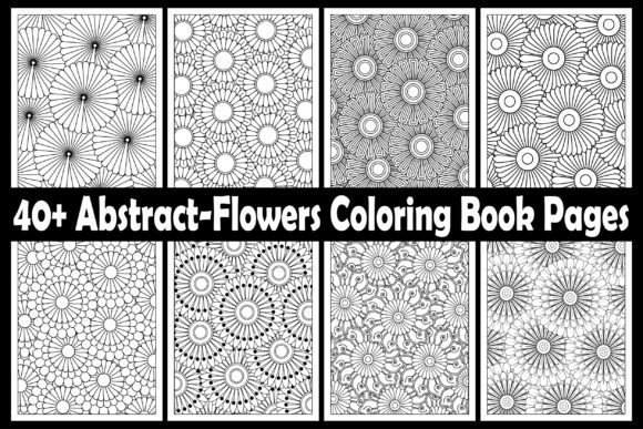 40 Abstract-Flowers Coloring Book Pages