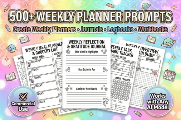 500 KDP Weekly Planner Prompts: The Ultimate Tool for Creating Flawless Printable Planners