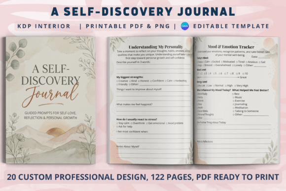 A Self Discovery Journal KDP Interiors: A Tool for Mindful Growth and Reflection