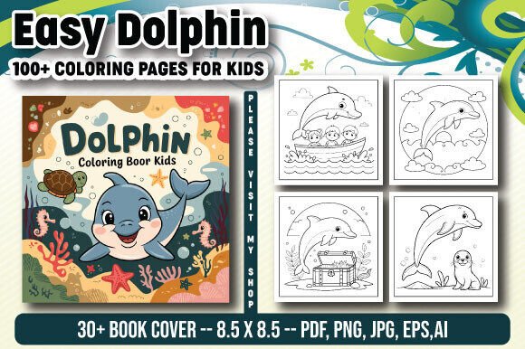 Bold and Easy Dolphin Coloring Book Kids