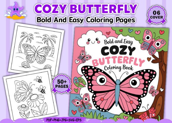Cozy Butterfly Bold Easy Coloring Pages