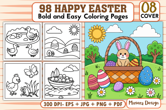 Cute Easy Happy Easter Coloring Pages for Creative and Relaxing Fun