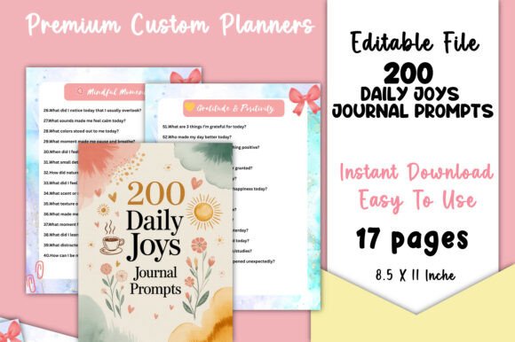 Editable 200 Daily Joys Journal Prompts