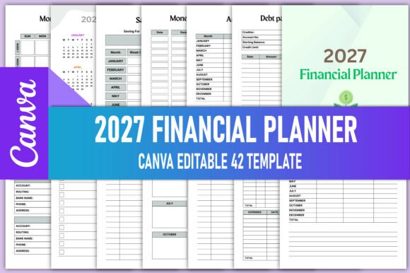 Editable 2027 Financial Planner Canva