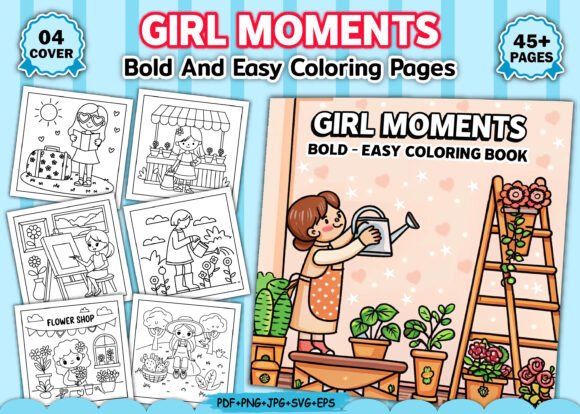 Girl Moments Coloring Book Pages: A Creative Escape for Adults